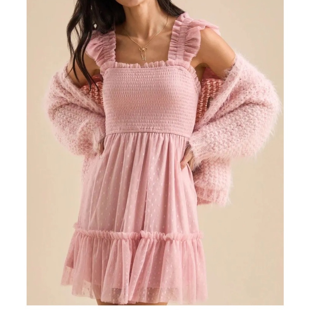 Elegant Pink Ruffle Dress
